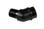 Adaptador de 1/4 NPT, acoplamiento hembra-macho de 45' para manguera, color negro.