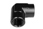 Adaptador de 1/4 NPT, acoplamiento hembra-hembra de 90" para manguera, color negro.