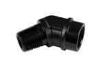 Adaptador de 1/8 NPT, acoplamiento hembra-macho de 45' para manguera, color negro.