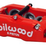 Pinza de freno Wilwood 120-13383 Billet Narrow Superlite con montaje de orejetas, izquierda, 6 pistones, roja