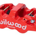 Pinza de freno radial universal Wilwood 120-14440 Aero4-DS de 4 pistones, color rojo.