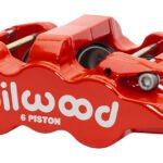 Pinza de freno radial Wilwood 120-14443 Aero6-DS izquierda, 6 pistones, color rojo.
