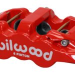 Pinza de freno Wilwood 120-13294 Aero6 de montaje radial, izquierda, 6 pistones, roja.