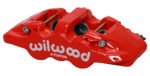 Pinza de freno Wilwood 120-13294 Aero6 de montaje radial, izquierda, 6 pistones, roja.