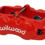 Pinza de freno trasera Wilwood 120-10526 D8-4 universal con montaje en tuerca, 4 pistones, color rojo.