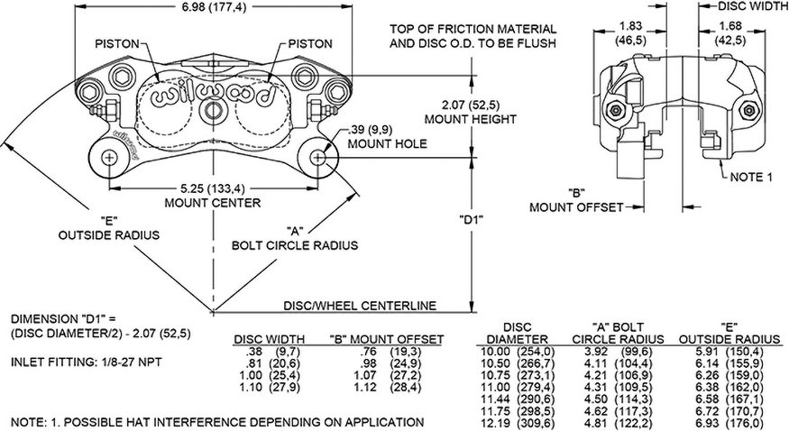 dxf680D.tmp Pinza de freno Wilwood 120-13840 Dynalite forjada con montaje interno universal y 4 pistones - Imagen 1