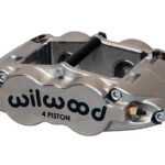 Pinza de freno radial universal forjada Wilwood 120-13233 Superlite de 4 pistones, niquelada.