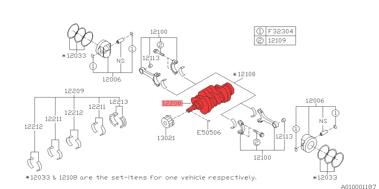 SUB-12200AA430-2 Crankshaft Nitrided 12200AA430 for Subaru EJ25 79mm - Imagen 1