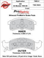 Pastillas de freno Wilwood 150-D0623K PM ProMatrix D623 Street Performance Racing Pads .68 .63 - Imagen 2