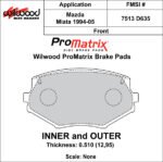 Pastillas de freno Wilwood 150-D0635K PM ProMatrix D635 Street Performance Racing Pads .51