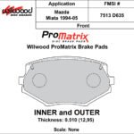 Pastillas de freno Wilwood 150-D0635K PM ProMatrix D635 Street Performance Racing Pads .51