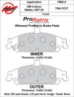 Pastillas de freno Wilwood 150-D0727K PM ProMatrix D727 Street Performance Racing Pads .66 - Imagen 3