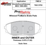 Pastillas de freno Wilwood 150-D0793K PM ProMatrix D793 Street Performance Racing Pads .67 - Imagen 3