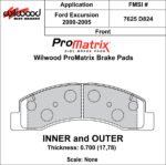 Pastillas de freno Wilwood 150-D0824K PM ProMatrix D824 Street Performance Racing Pads .70 - Imagen 2