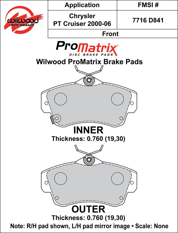 USA-WIL-150-D0841K-1 Pastillas de freno Wilwood 150-D0841K PM ProMatrix D841 Street Performance Racing Pads .76 - Imagen 1