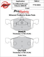 Pastillas de freno Wilwood 150-D0843K PM ProMatrix D843 Street Performance Racing Pads .73