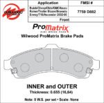 Pastillas de freno Wilwood 150-D0882K PM ProMatrix D882 Street Performance Racing Pads .66