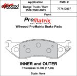 Pastillas de freno Wilwood 150-D0897K PM ProMatrix D897 Pastillas de competición de alto rendimiento para calle .70 - Imagen 4