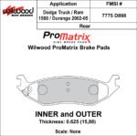Pastillas de freno Wilwood 150-D0898K PM ProMatrix D898 Street Performance Racing Pads .625 - Imagen 3