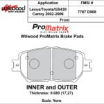 Pastillas de freno Wilwood 150-D0908K PM ProMatrix D908 Street Performance Racing Pads .68