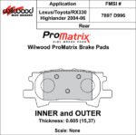 Pastillas de freno Wilwood 150-D0996K PM ProMatrix D996 Pastillas de competición de alto rendimiento para calle .605 - Imagen 4