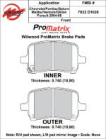 Pastillas de freno Wilwood 150-D1028K PM ProMatrix D1028 Street Performance Racing Pads .74