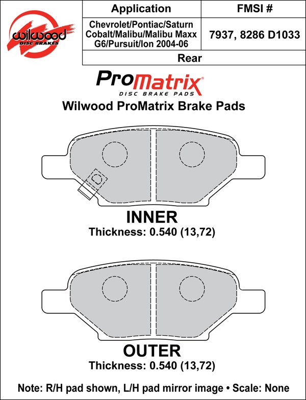 USA-WIL-150-D1033K-1 Pastillas de freno Wilwood 150-D1033K PM ProMatrix D1033 Pastillas de competición de alto rendimiento para calle .54 - Imagen 1