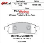 Pastillas de freno Wilwood 150-D1392K PM ProMatrix D1392 Pastillas de competición de alto rendimiento para calle .79 - Imagen 3