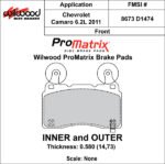 Pastillas de freno Wilwood 150-D1474K PM ProMatrix D1474 Street Performance Racing Pads .58 - Imagen 3