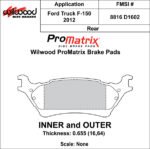Pastillas de freno Wilwood 150-D1602K PM ProMatrix D1602 Pastillas de competición de alto rendimiento para calle .655 - Imagen 2