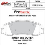 Pastillas de freno Wilwood 150-D1631AK PM ProMatrix D1631A Pastillas de competición de alto rendimiento para calle .69 - Imagen 2