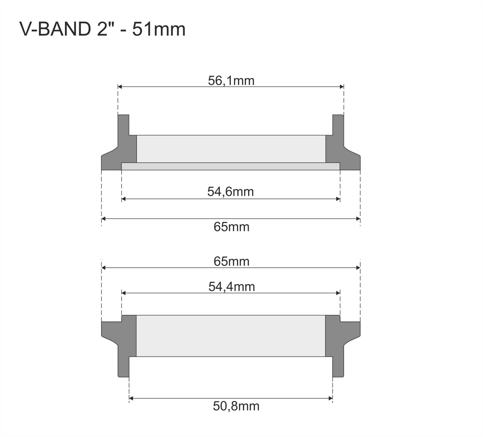 V-BANDY-2-WYMIAR_1 Abrazadera V-BAND FMIC PRO de 51 mm y 2" - Imagen 1