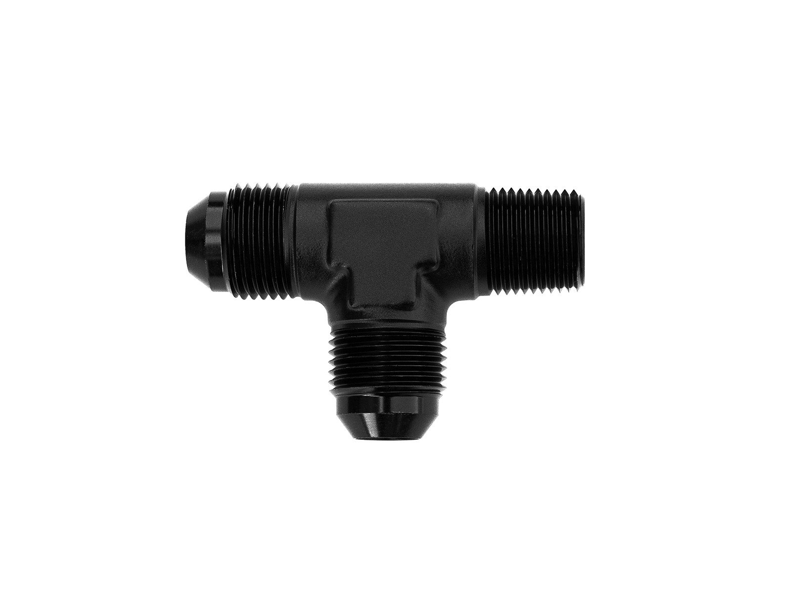 adapter-trojnik-meski-meski-meski-an12-an12-3-4-npt-czarny Adaptador de aceite combustible para árbol de 1/2 NPT a AN10 JIC Flare T-PIECE azul - Imagen 1