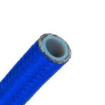 Manguera de combustible AN10 de 12,7 mm (1/2") con revestimiento de PTFE y teflón, color azul.