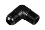 Adaptador AN10-3/4 NPT de 90" con acoplamiento macho-macho para manguera, color negro.
