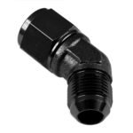 Adaptador AN10 de 45" con acoplamiento hembra-macho para manguera, color negro.