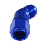 Adaptador AN10 de 45', acoplamiento hembra-macho para manguera, color azul.