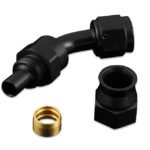 AN-10 AN10 JIC Conector de manguera de PTFE para combustible de 45 grados, color negro