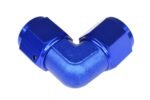 Adaptador AN10 de 90°, acoplamiento hembra-hembra para manguera, color azul. - Imagen 2