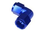 Adaptador AN10 de 90°, acoplamiento hembra-hembra para manguera, color azul. - Imagen 3