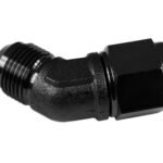 Adaptador AN12 de 45" con acoplamiento hembra-macho para manguera, color negro.