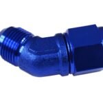 Adaptador AN12 de 45', acoplamiento hembra-macho para manguera, color azul.