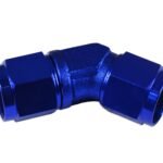 Adaptador AN12 de 45" con acoplamiento hembra-hembra para manguera, color azul.