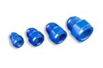 Adaptador AN12 macho a AN10 hembra JIC para manguera, color azul.