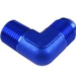 Adaptador AN4-1/8 NPT de 90" con acoplamiento macho-macho para manguera, color azul.