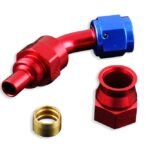 Conector de manguera AN-4 AN4 JIC de 45 grados con PTFE para combustible, color rojo.
