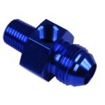 AN6 AN -6 to 3/8 NPT inline 1/8 NPT fuel oil adapter Blue