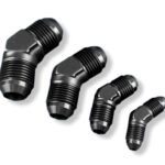 Adaptador AN6 de 45" con acoplamiento macho-macho para manguera, color negro.