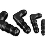 Adaptador AN6 JIC para mamparo, racor macho para manguera de combustible de 90', color negro.