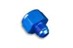 Adaptador AN6 hembra a AN4 macho para racor reductor de manguera JIC, color azul.
